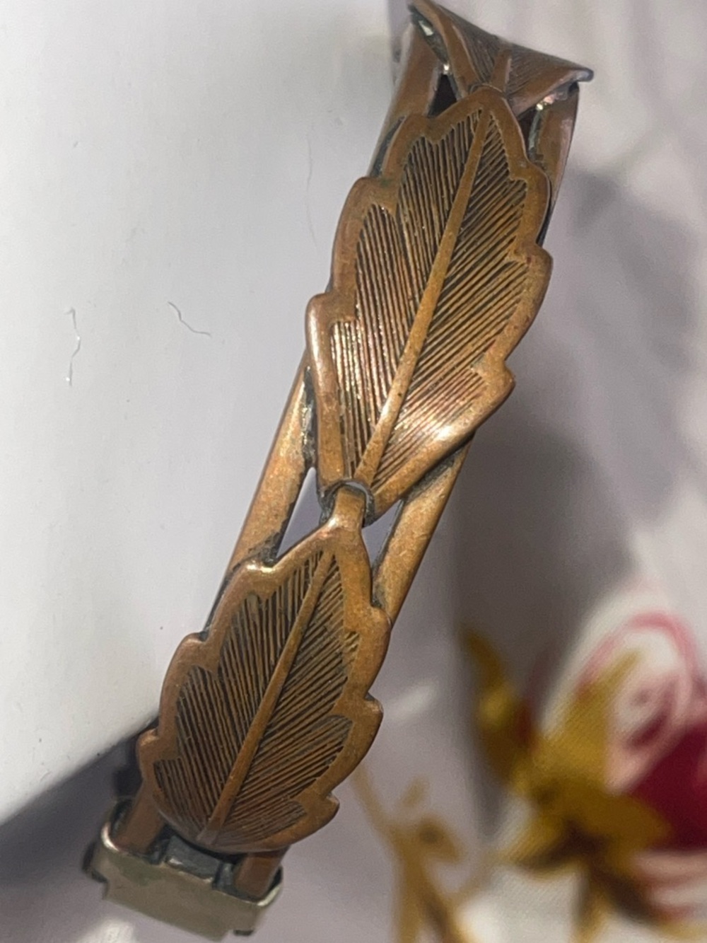 Leaf-Pattern Copper-Tone Cuff Bracelet - Women's Jewelry